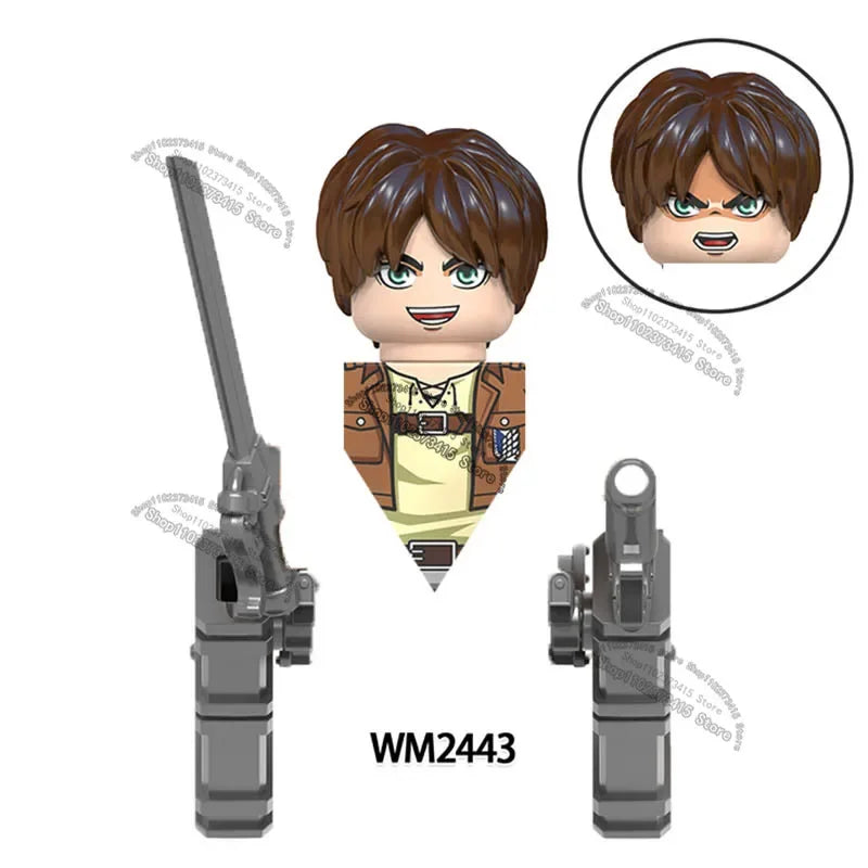 WM6165 WM6166 WM6148 Blocks Anime Bricks Dolls Action Toy Fig Building Blocks Erem Jaeger Armin Levi Mikasa Model Doll