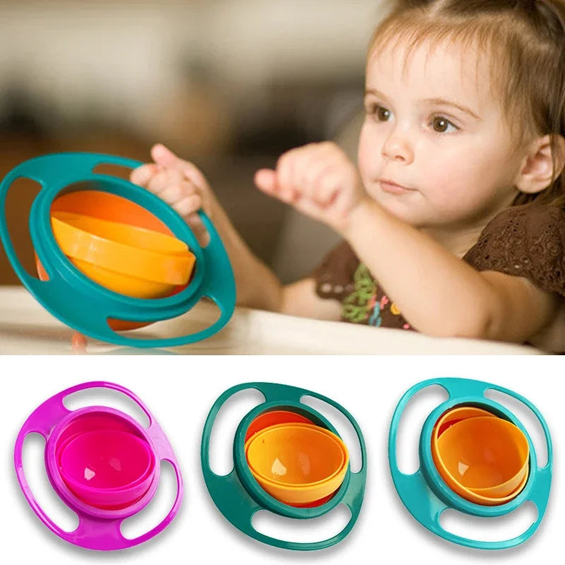 Universal Gyro Bowl Practical Design Children Rotary Balance Novelty Gyro Umbrella 360 Rotate Spill-Proof Solid Feeding Dishes