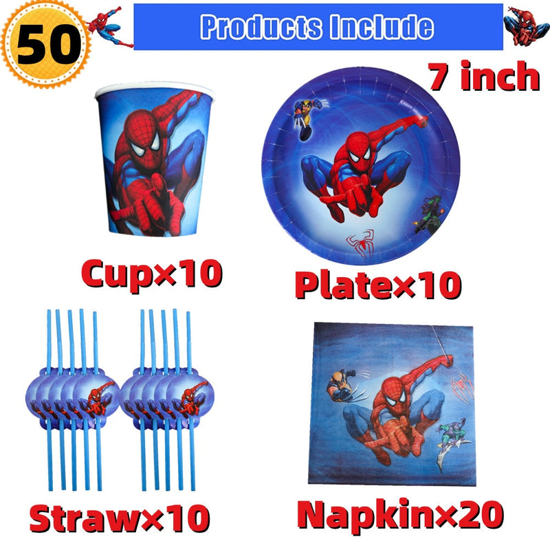 10/20 people Spiderman Theme Birthday Party Decorations Set Paper Cup 7inch Plate Superhero Baby Shower Kids Boys Party Supplies