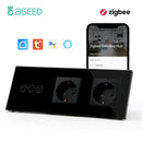 BSEED Zigbee Rollladenschalter Smart Licht Wandschalter Elektrische Jalousienschalter mit EU-Steckdose Unterstützung Tuya Smart Life Alexa