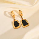 EILIECK 316L Stainless Steel Black White Geometric Earrings For Women Girl Fashion Ear Dangle Jewelry Holiday Gift Bijoux Серьги