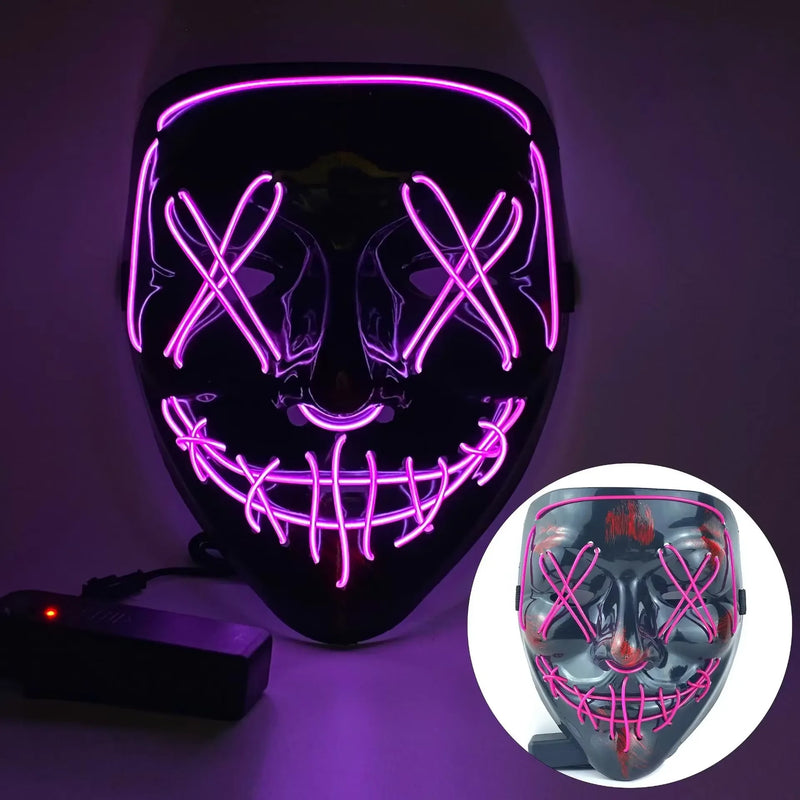 Halloween Masks of Terror Led Face Light Mask Scary Scream Bright Mask for Carnival Halloween Costumes for Men Glow in The Dark