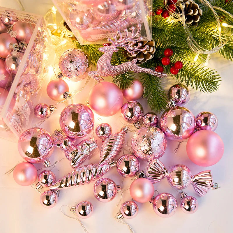 Christmas Tree Electroplating Pendants 24/30pcs Elk Snowman Ball Xmas Ornaments New Year 2023 Naviadad Home Decor Navidad 2022