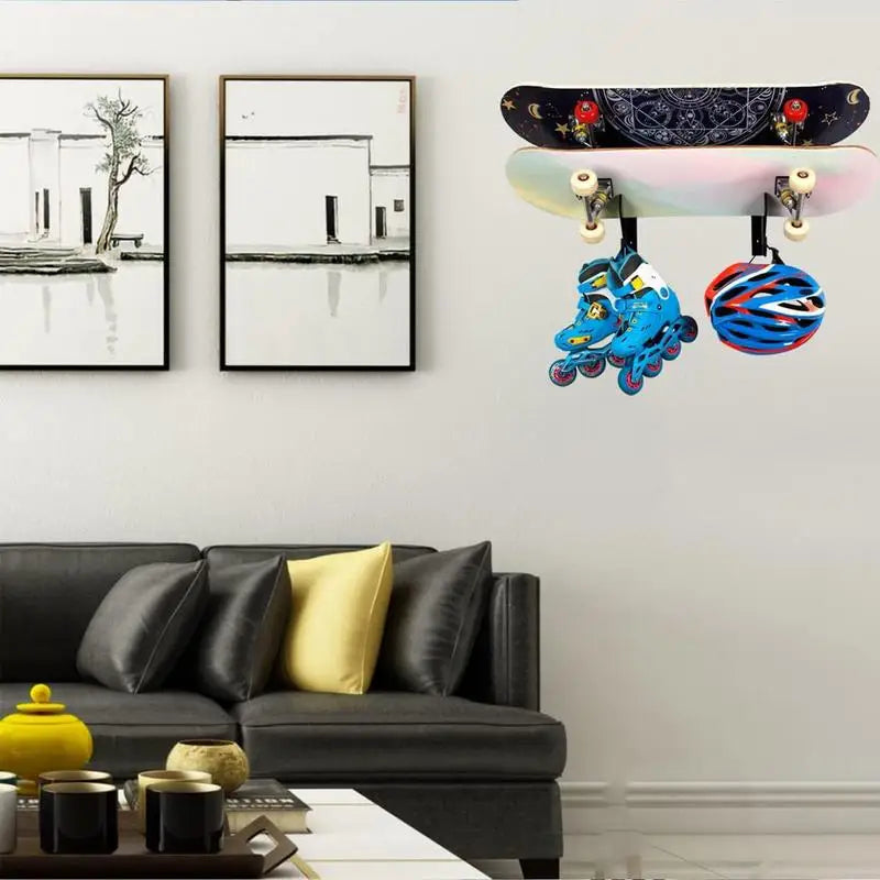 1 Pair Acrylic Skateboard Mount With Storage Hook Two Layers Of Skateboard Hanger For Deck Skateboard Wall Mount