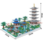 5186 Teile chinesische Architektur Mikrobausteine „Hangzhou Westsee“ DIY Diamantbausteine mit Licht Spielzeug für Kinder und Erwachsene Geschenk