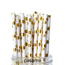 25pcs Foil Gold Silver Disposable Drinking Paper Straws Rainbow for Birthday Wedding Christmas Party Event Supplies