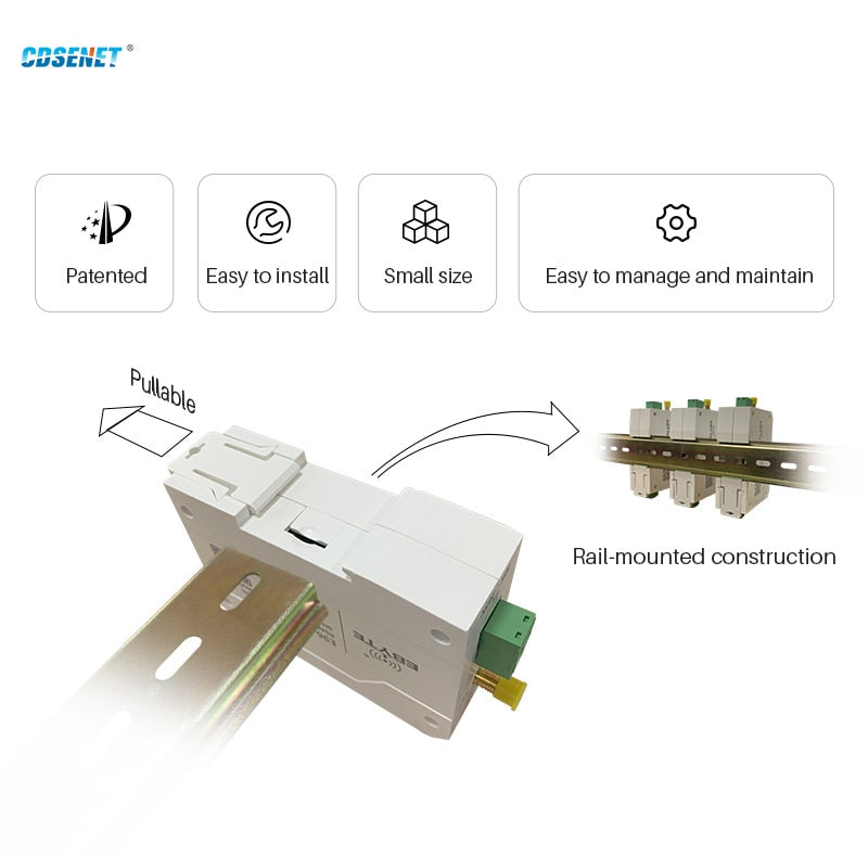 LoRa Module 433MHz RS485 Half duplex 30dBm Long Range 8km Modbus Din-Rail High Performance Wireless Data Transmission Relay LBT