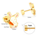LUXUSTEEL Lovely Coloful Animal Stud Earrings For Girls Stainless Steel Anti-allergy Rabbit Penguin Dog BFF Jewelry Gifts