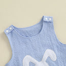 Infant Unisex Easter Romper Sleeveless Round Neck Bunny Embroidery Carrot Embroidery  Outfit for Baby Boy Girl