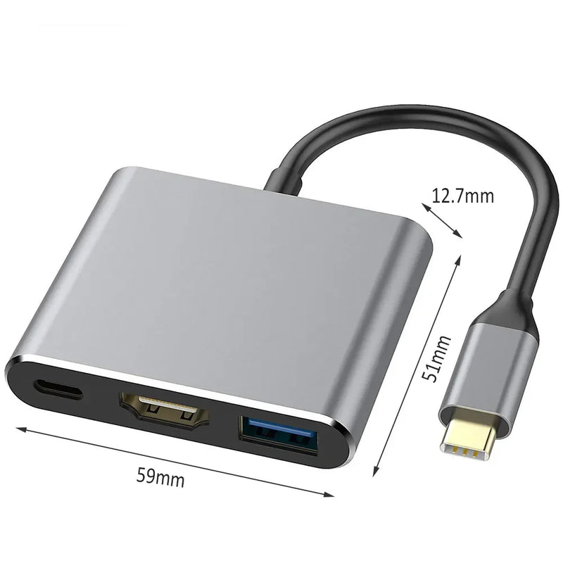 New 3-in-1 USB C Hub with 100W Power Delivery,USB 3.0/4K HDMI for MacBook,Surface/Chrome/Steam Deck,Stable Driver Smart Adapter