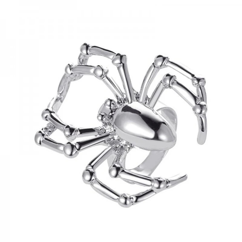 Gothic Crystal Ball Halloween Spider Finger Ring for Women Men Couple Unique Punk Jewelry Animal Party Daily Gift Accessories