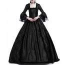 Women Vintage Medieval Gothic Square Neck Flare Sleeve Lace Patchwork Maxi Dress  bodycon dress  dresses