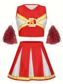 Women's Sexy Cheerleader Uniform Costume Skirt Pompoms Stage Music Performance Party Party Student Dress Christmas Halloween
