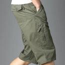 Summer Loose Casual Straight Pure Cotton Shorts Male Solid Color Fashion Pocket Knee Length All-match Pants Men Short Trousers