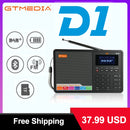 GTMEDIA D1 Portable Radio DAB+/FM+BT/Card/AUX Support BT\TF card digital player Support DAB174.92-239.20MHz FM 87.5-108MHz