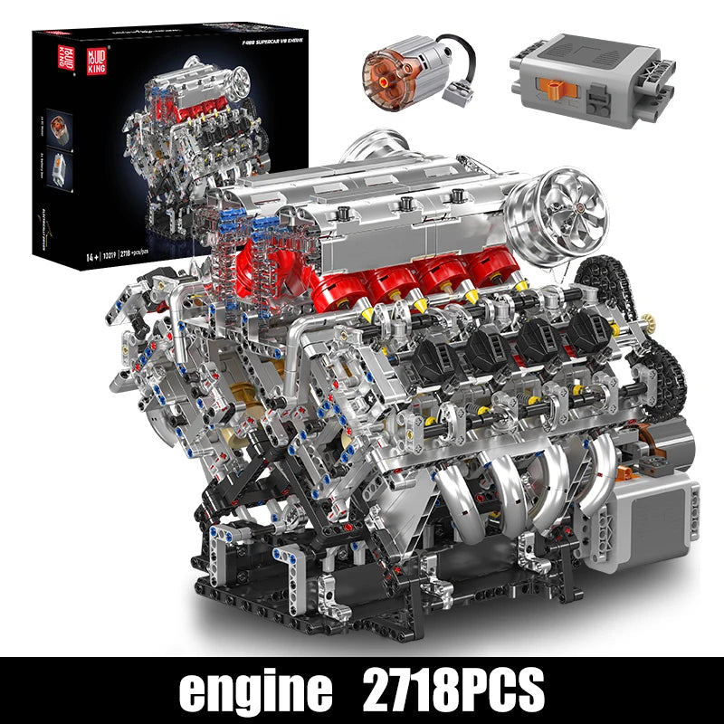 Mould King 10130 Technical Car Engine Toys The Motorized F488 Supercar V8 Engine Building Block Brick Kids Christmas Gift