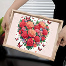 Wooden Animals Flowers 5D DIY Diamond Painting Serving Tray with Handle DIY Diamond Painting Food Tray Kit for Coffee Table