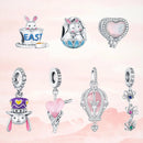 Hot Original Pendant S925 Sterling Silver Rabbit Charm Fit 3mm Bracelet Diy For Women Classic Easter egg beads Daily Gift Fine