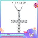 Attagems Handmade Cross Pendant Moissanite Solid Sterling 925 Silver Necklace For Women Luxury Jewelry for Engagement Christmas