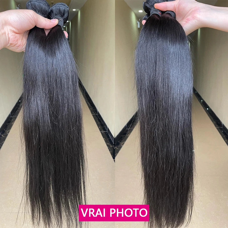 30 32 Inch Straight Human Hair Bundles Brazilian Remy Soft Human Hair Extensions 1/3/4 Bundles Human Hair On Promotion Fast Delivery In 3 Days France Cheap Thick Hair Bundles Natural Human Hair For Women