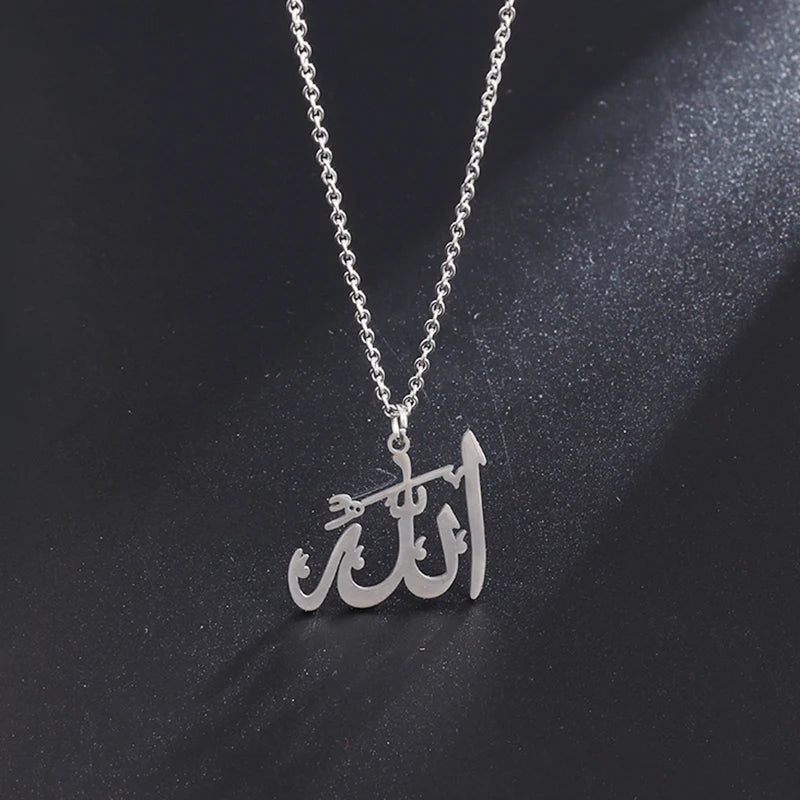 Classic Lucky Arabian God Allah Pendant Stainless Steel Necklace Ladies Islamic Muslim Charm Amulet Jewelry Gift Wholesale