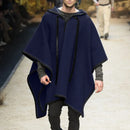 Autumn Trendy Men's Cape Coat Vintage Poncho Jacket Batwing Sleeve Irregular Design Men Hooded Trench Shawl Coat Cosplay Costume