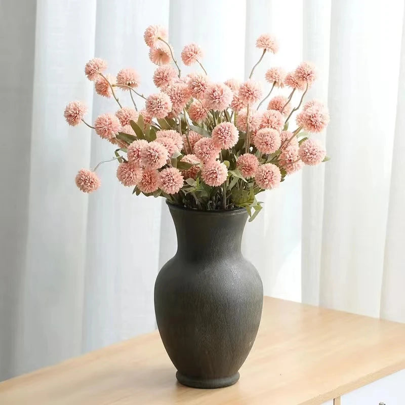 5 Heads Artificial Flower Dandelion Flower Ball DIY Home Wedding Decoration Bouquet Silk Fake Flowers Valentines Day Decor