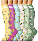 6 PAIRS Compression Socks Flowers Animal Fruit for Men Women Running Nurse Socks Nurses Sport Ladies Lady Womens Running