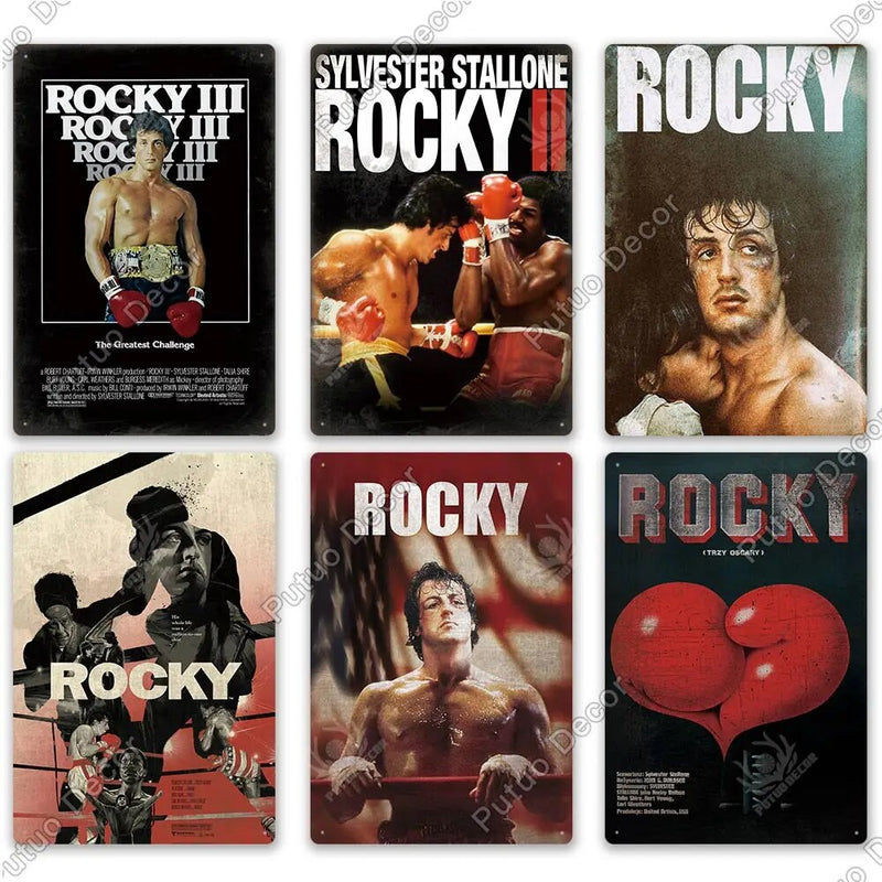 Putuo Decor Rocky Metal Signs Vintage Tin Signs Movie Poster for Bar Pub Club Home Theatre Man Cave Boxing Enthusiast Wall Decor