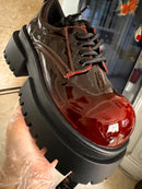The Crimson Contour | Italian-Inspired Patent Leather Loafers with Architectural Sole