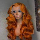 13x6 Ginger Body Wave Lace Front Human Hair 13x4 HD Transparent Lace Frontal Wig 200 Density  Brazilian Hair For Women