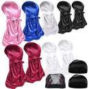 New Unisex Solid Color Soft Velvet Longtail Pirate Hat Breathable Bandana Durag Long Ribbon Cape Baotou Headband Du-Rag