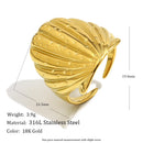 E.B.belle Trendy Style Exaggerated Numb Shell Ring 18K Gold Plated Hypoallergenic Charm Jewelry For Women's Gift