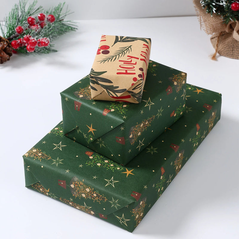 Christmas Gift Wrapping Paper Roll Merry Christmas Decoration For Home 2024 Navidad Noel Natal Kerst Happy New Year 2025