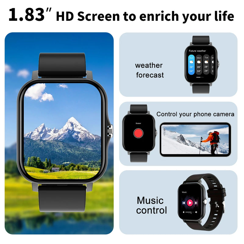 Smartwatch can answer and make calls, receive message reminders, multiple sports modes, compatible with Android and iPhone