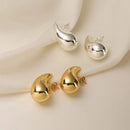 925 Sterlingsilber 18K vergoldete klobige Kuppel-Wassertropfen-Ohrringe für Damen Vintage glänzend dicke Tropfen-Creolen Schmuck