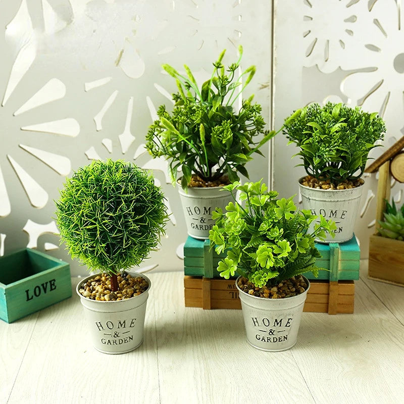 Artificial Plant Bonsai Creative Grass Ball Green Fake Plant Flower Potted Ornaments for Home Room Table Garden Decoration Gifts