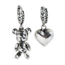 Anti-Allergie 925 Silber Nadel Damen Quasten Ohrstecker Vintage Accessoires Kleiner Bär LOVE Herz Asymmetrischer Party Schmuck