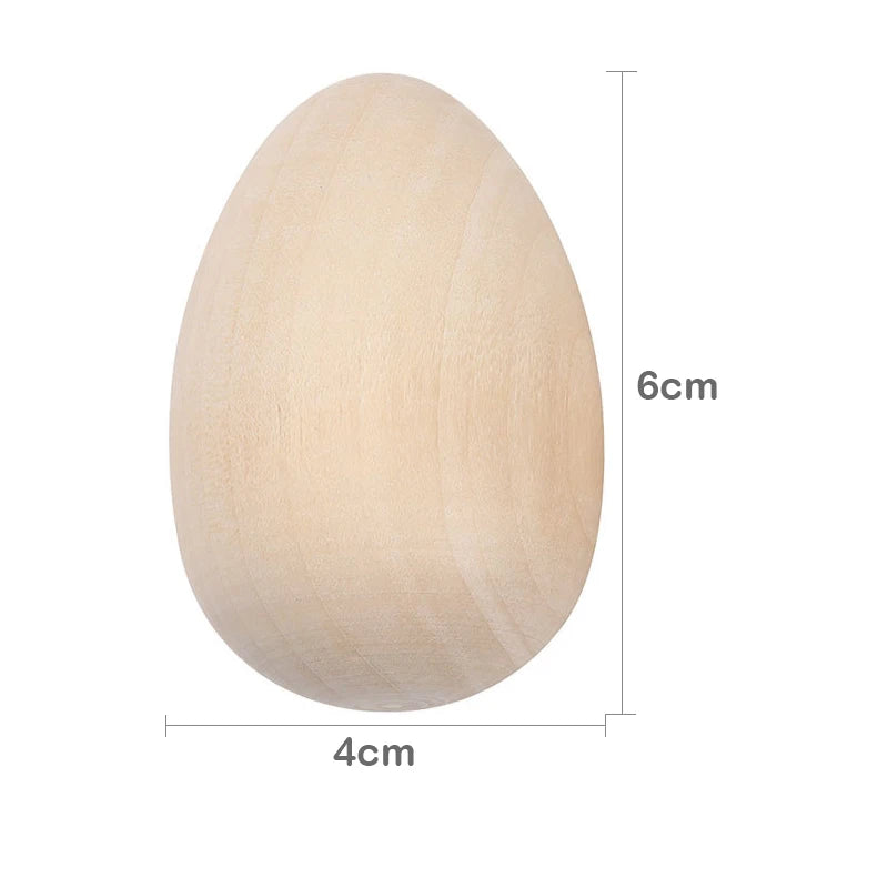 5PCS Unpainted Wooden Easter Eggs Fake for Easter Craft Ornament Kids DIY Decoration and Basket Fillers