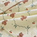 100% Cotton Crepe Women's Pajama Set 2024 New Spring And Autumn Cute Bear Printed Long sleeved Pants Two piece Loose Home Fury