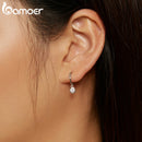 BAMOER 925 Sterling Silver Clear CZ Waterdrop Hoop Earrings for Women, 14K Gold Plated Statement Basic Jewelry 2 Colors SCE830