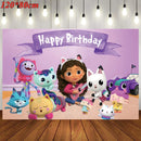 New Gabby Dollhouse Cats Birthday Party Decoration Balloon Pink Cartoon Tableware Backdrop Baby Shower Kids Girls Party Supplies