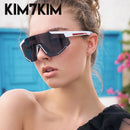 Y2K Sport-Sonnenbrille für Herren und Damen 2023, Luxus-Markenmode, große, einteilige Punk-Sonnenbrille, Herren-Wrap-Around-Brille aus den 2000er Jahren