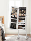 SONGMICS jewelry cabinet mirror cabinet standing 2 organisers, lockable