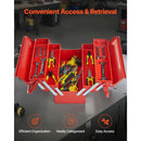 SucceBuy 18in Metal Tool Box 3-Tier 5-Tray Portable Folding Tool Chest Organizer with Handle Toolbox for Warehouse Repair Shop