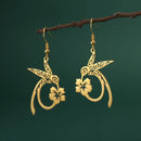 Skyrim Hummingbird Flower Pendant Drop Earring Stainless Steel Gold Color Women's Earrings Animal Jewelry Christmas Gift New In
