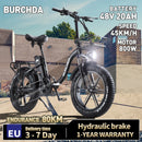 BURCHDA R8S 800W 45KM/H Klappbares Elektrofahrrad 48V20AH Lithium-Akku 20 Zoll Fatbike E-Bike für Erwachsene Motorrad