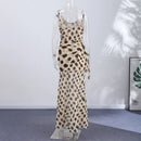 Polka Dots Print Detachable Scarf Sling Dress 2026 New Ladies Slim V-neck Spaghetti Strap Long Robes Women's Beach Dresses