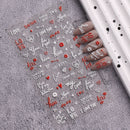 3pcs Valentine's Day embossed nail art stickers, easy application for nail decoration, DIY, gift, party makeup styling, Y2K