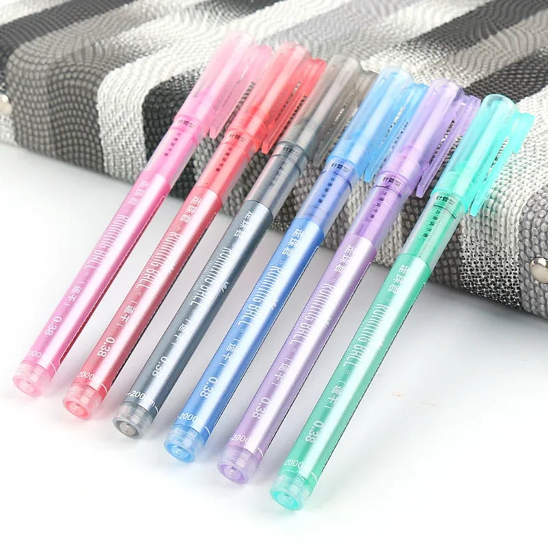 Colored Gel Pens Quick Dry Needle Tip 0.38mm Red Purple Green Blue Rose-red Colored Pens for  School Supplies